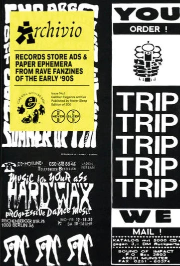 File 1 Records store ads and paper ephemera from Rave fanzines of the early 90s