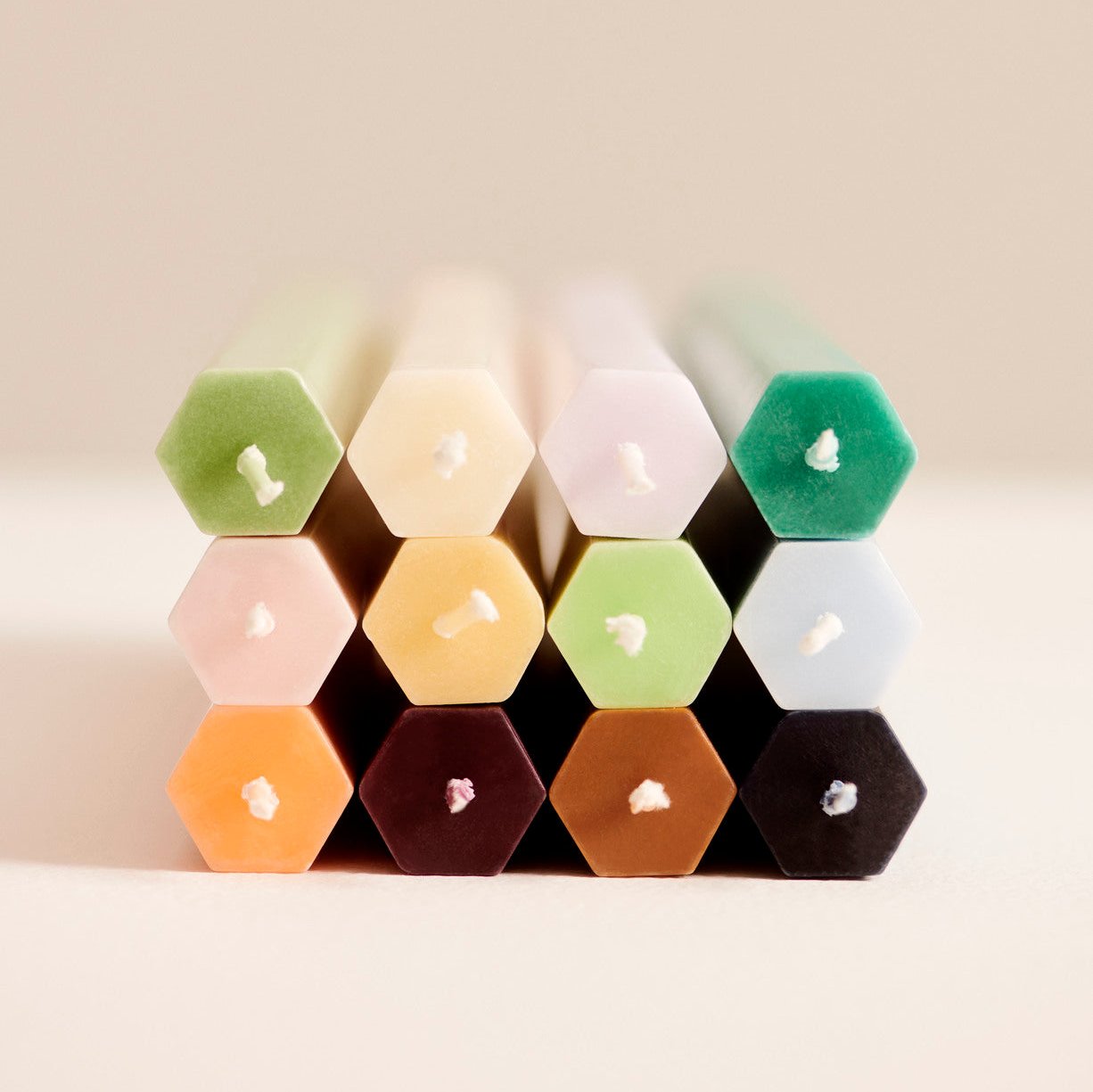 Velas Hexagon Set de 4 Pastel