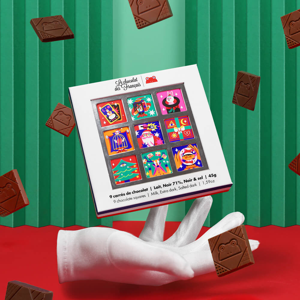 Box of 9 chocolate squares